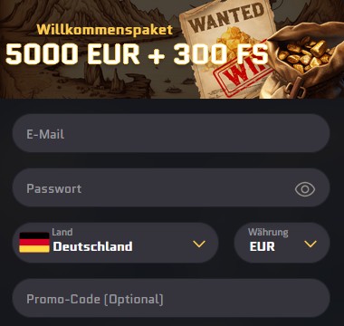 Wanted Win Casino Online Registrierung